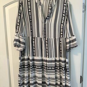 Mlle Gabrielle Monochrome Geometric Dress